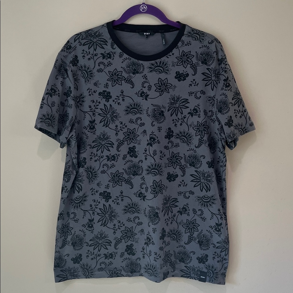 Men’s DKNY Charcoal Floral Print Short Sleeve Tee